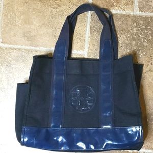 Tory Burch navy huge wool tote
